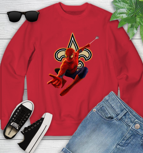 NFL Spider Man Avengers Endgame Football New Orleans Saints Youth Sweatshirt 9