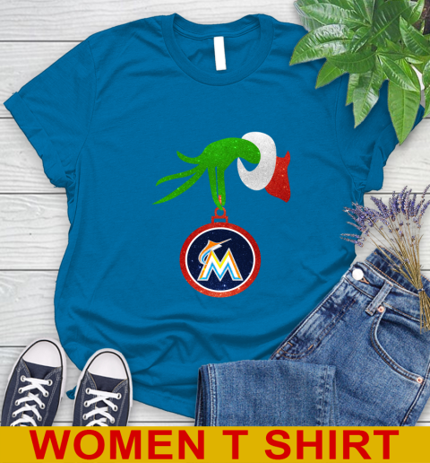 Miami Marlins Grinch Merry Christmas MLB Baseball Women's T-Shirt 7
