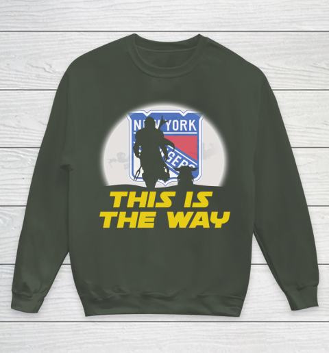 New York Rangers NHL Ice Hockey Star Wars Yoda And Mandalorian This Is The Way Youth Sweatshirt 8