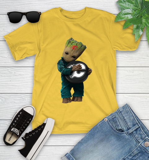 NHL Groot Guardians Of The Galaxy Hockey Sports Calgary Flames Youth T-Shirt 8