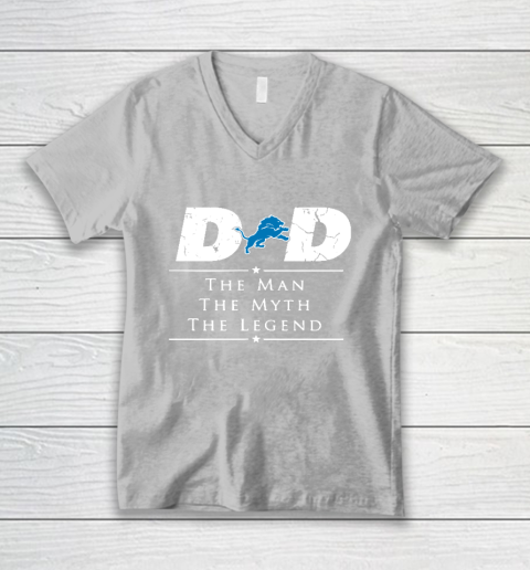 Detroit Lions NFL Football Dad The Man The Myth The Legend V-Neck T-Shirt 3