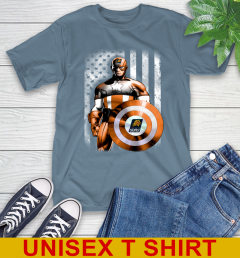 Phoenix Suns NBA Basketball Captain America Marvel Avengers American Flag Shirt T-Shirt 8