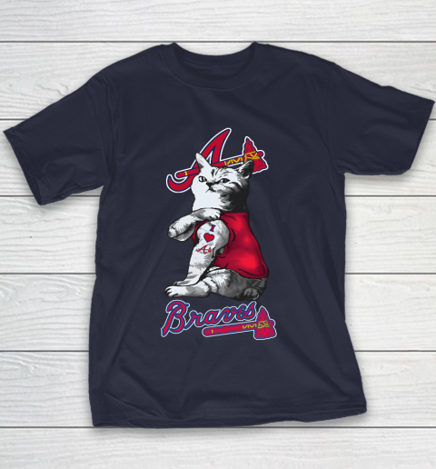 MLB Baseball My Cat Loves Atlanta Braves Youth T-Shirt 2