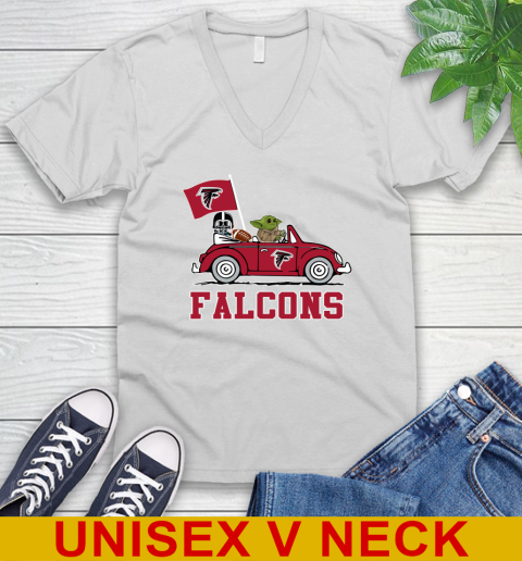 NFL Football Atlanta Falcons Darth Vader Baby Yoda Driving Star Wars Shirt V-Neck T-Shirt