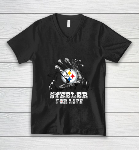 Halloween Football Handshake Pittsburgh Steeler For Life V-Neck T-Shirt