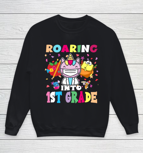 Back to school shirt Roaring into 1st grade Youth Sweatshirt
