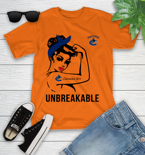 NHL Vancouver Canucks Girl Unbreakable Hockey Sports Youth T-Shirt 4