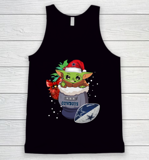 Dallas Cowboys Christmas Baby Yoda Star Wars Funny Happy NFL Tank Top