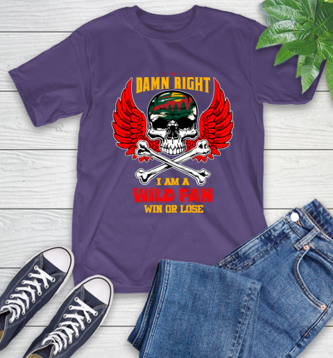 NHL Damn Right I Am A Minnesota Wild Win Or Lose Skull Hockey Sports T-Shirt 5