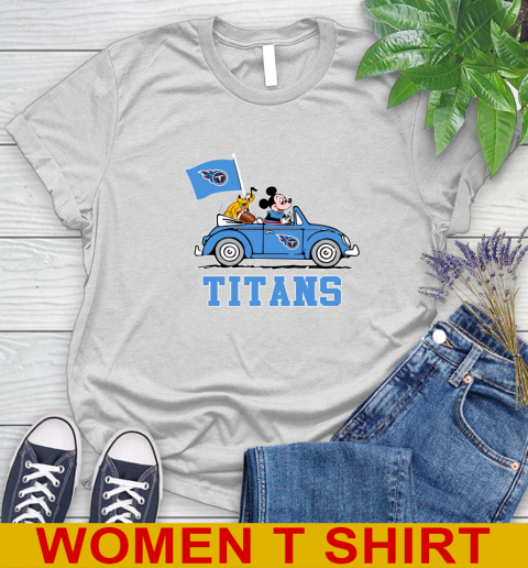 NFL Football Tennessee Titans Pluto Mickey Driving Disney Shirt Women's T-Shirt