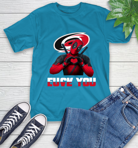 NHL Carolina Hurricanes Deadpool Love You Fuck You Hockey Sports T-Shirt 9