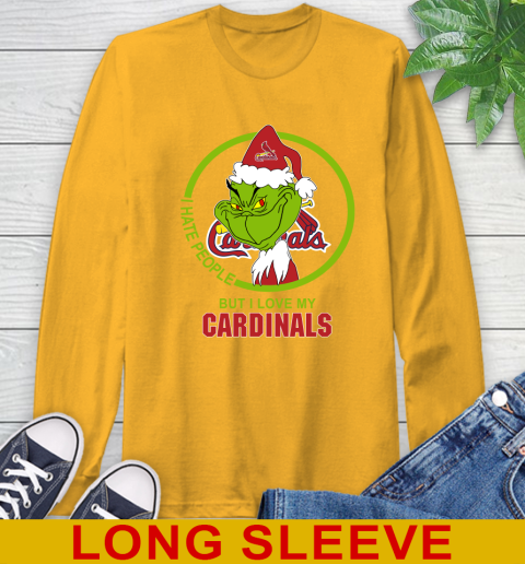St.Louis Cardinals MLB Christmas Grinch I Hate People But I Love My Favorite Baseball Team Long Sleeve T-Shirt 3