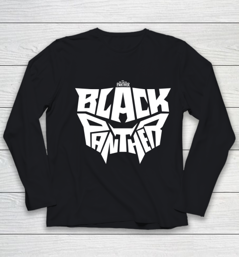 Marvel Black Panther Movie White Mask Text Graphic Youth Long Sleeve