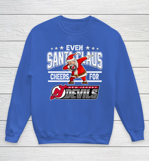 New Jersey Devils Even Santa Claus Cheers For Christmas NHL Youth Sweatshirt 6
