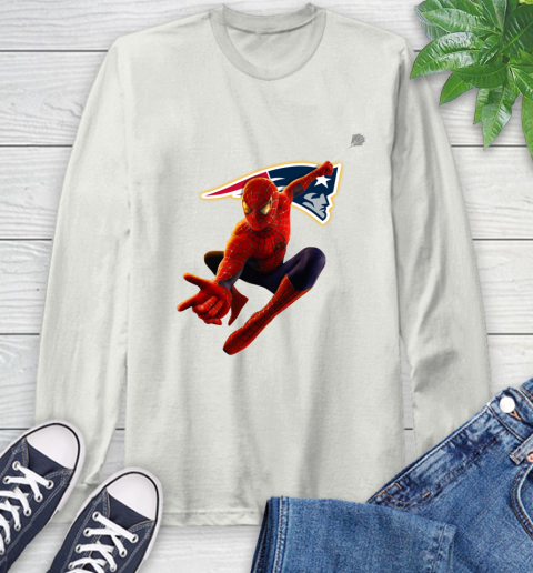 NFL Spider Man Avengers Endgame Football New England Patriots Long Sleeve T-Shirt 12