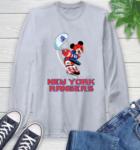 NHL Hockey New York Rangers Cheerful Mickey Mouse Shirt Long Sleeve T-Shirt 7 NHL Hockey New York Rangers Cheerful Mickey Mouse Shirt Long Sleeve T-Shirt - Image 7