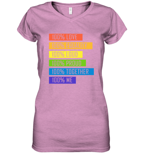 opom 100 love equality loud proud together 100 me lgbt women v neck t shirt 39 front heather radiant orchid