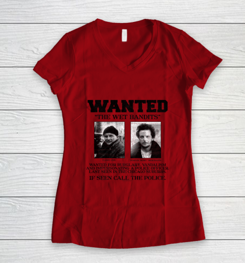 Home Alone Wanted The Wet Bandits Women's V-Neck T-Shirt 6