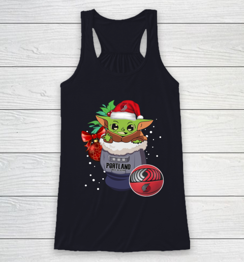 Portland Trail Blazers Christmas Baby Yoda Star Wars Funny Happy NBA Racerback Tank 8