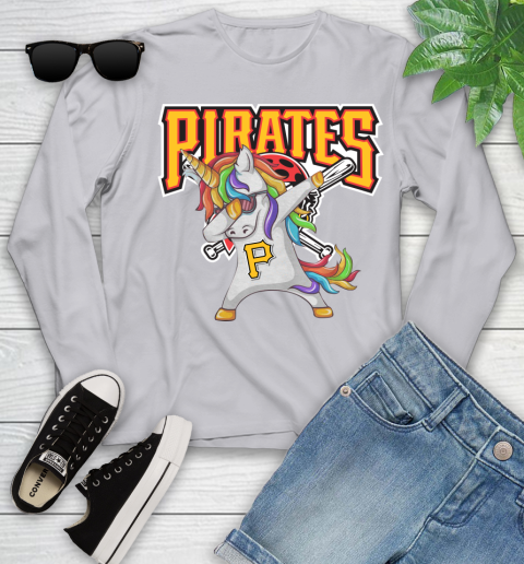 Pittsburgh Pirates MLB Baseball Funny Unicorn Dabbing Sports Youth Long Sleeve 5