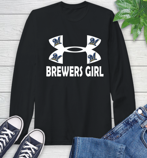 MLB Milwaukee Brewers Under Armour Baseball Sports Long Sleeve T-Shirt
