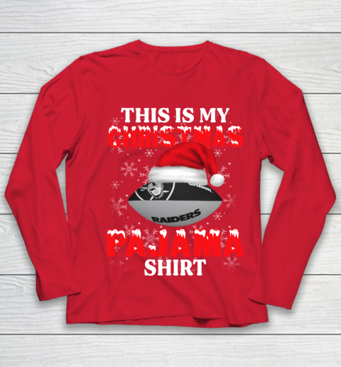 Oakland Raiders This Is My Christmas Pajama Shirt NFL Youth Long Sleeve 8