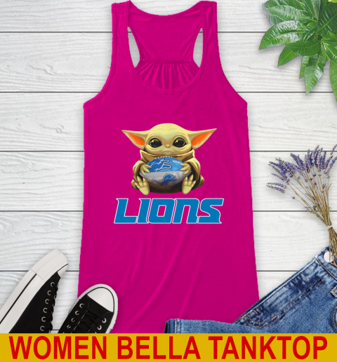 NFL Football Detroit Lions Baby Yoda Star Wars Shirt Racerback Tank 8