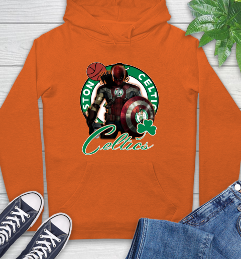 Boston Celtics NBA Basketball Captain America Thor Spider Man Hawkeye Avengers Hoodie 5