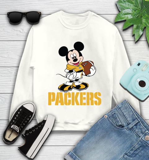 NFL Football Green Bay Packers Cheerful Mickey Mouse Shirt Youth Sweatshirt 2