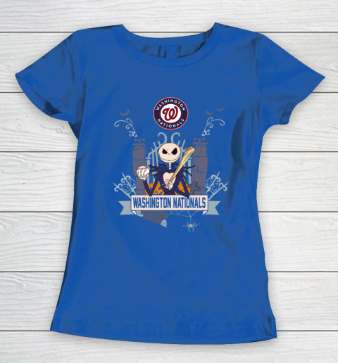 MLB Washington Nationals Baseball Jack Skellington Halloween Women's T-Shirt 8
