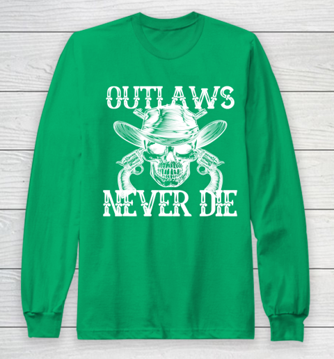 Outlaws Never Die shirt skull biker Long Sleeve T-Shirt 4