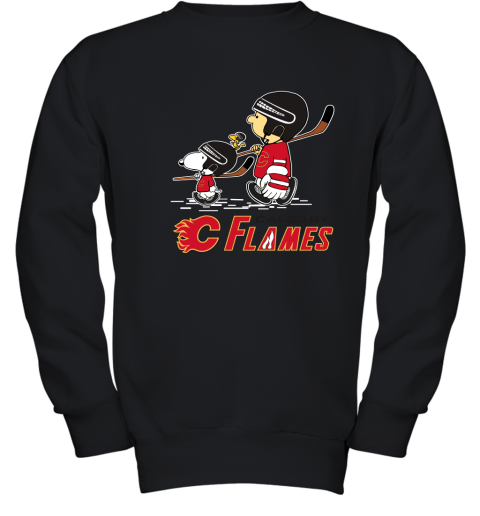 Let's Play Calgary Flames Ice Hockey Snoopy NHL Youth Sweatshirt