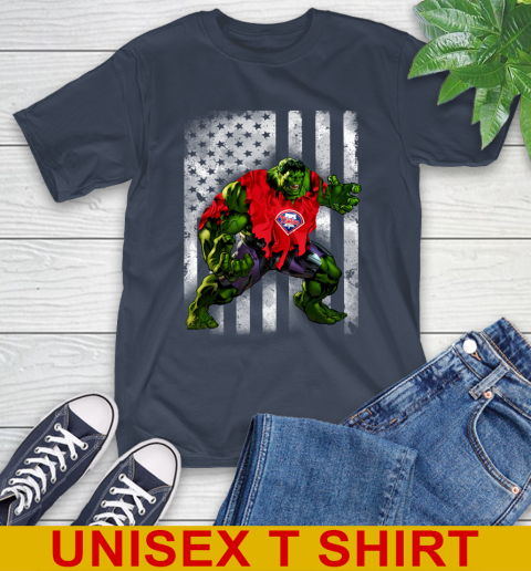 Philadelphia Phillies Hulk Marvel Avengers MLB Baseball American Flag T-Shirt 3