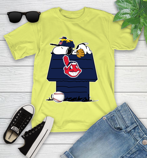 MLB Cleveland Indians Snoopy Woodstock The Peanuts Movie Baseball T Shirt Youth T-Shirt 8