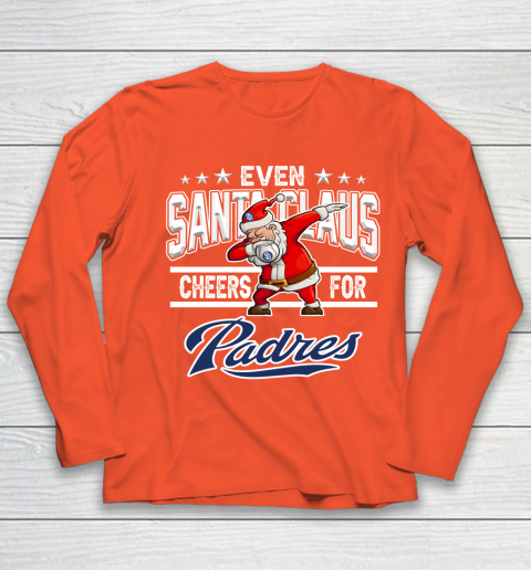 San Diego Padres Even Santa Claus Cheers For Christmas MLB Youth Long Sleeve 3