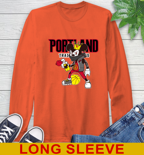 Portland Trail Blazers NBA Basketball Mickey Peace Sign Sports Long Sleeve T-Shirt 5