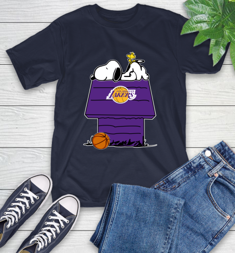Los Angeles Lakers NBA Basketball Snoopy Woodstock The Peanuts Movie T-Shirt 4