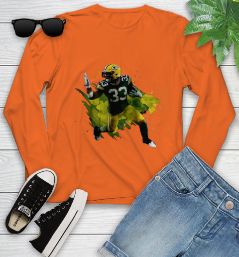 Aaron Jones Running Green Bay Packers Youth Long Sleeve 3