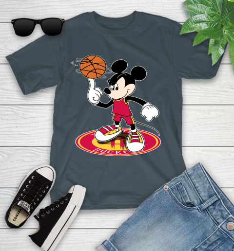 NBA Basketball Houston Rockets Cheerful Mickey Disney Shirt Youth T-Shirt 8