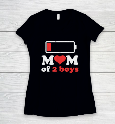 Mom Of 2 Boys From Son To Mom Quote Mothers Day Birthday Fun Women's V-Neck T-Shirt