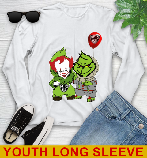 Brooklyn Nets Baby Pennywise Grinch Christmas NBA Basketball Youth Long Sleeve
