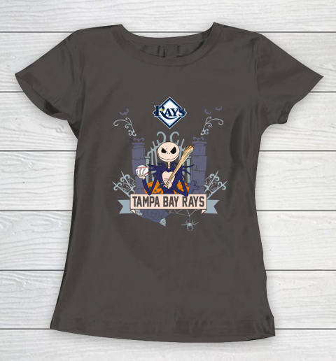 MLB Tampa Bay Rays Baseball Jack Skellington Halloween Women's T-Shirt 7