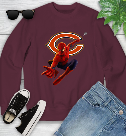 NFL Spider Man Avengers Endgame Football Chicago Bears Youth Sweatshirt 5