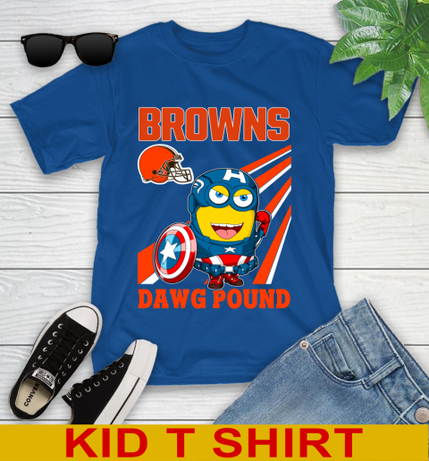 NFL Football Cleveland Browns Captain America Marvel Avengers Minion Shirt Youth T-Shirt 10