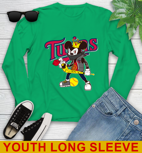 Minnesota Twins MLB Baseball Mickey Peace Sign Sports Youth Long Sleeve 7