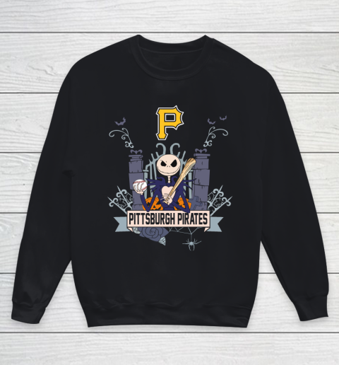 MLB Pittsburgh Pirates Baseball Jack Skellington Halloween Youth Sweatshirt