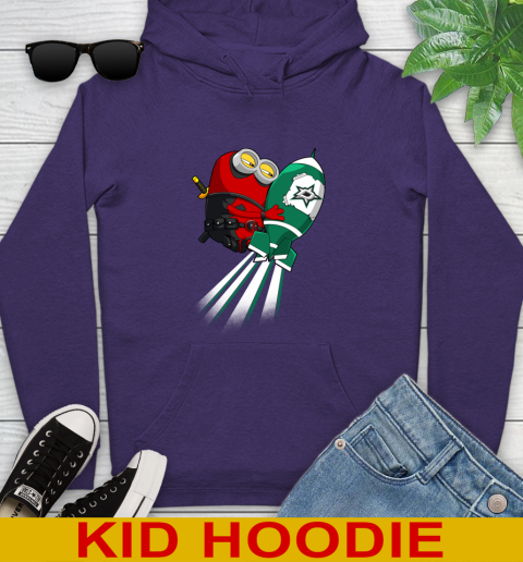 NHL Hockey Dallas Stars Deadpool Minion Marvel Shirt Youth Hoodie - Image 6
