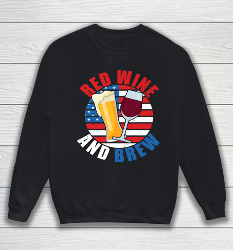 Beer Lover Funny Shirt Red Wine And Brew Funny July 4th Gift Vintage Sweatshirt