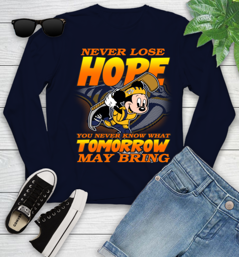 Nashville Predators NHL Hockey ootball Mickey Disney Never Lose Hope Youth Long Sleeve 2