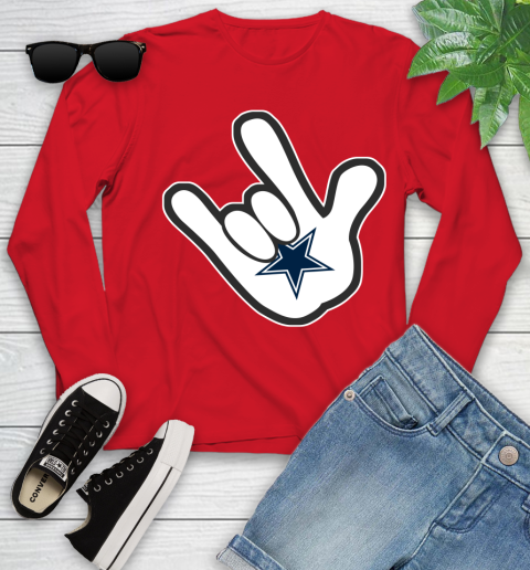 Dallas Cowboys NFL Football Mickey Rock Hand Disney Youth Long Sleeve - Image 12